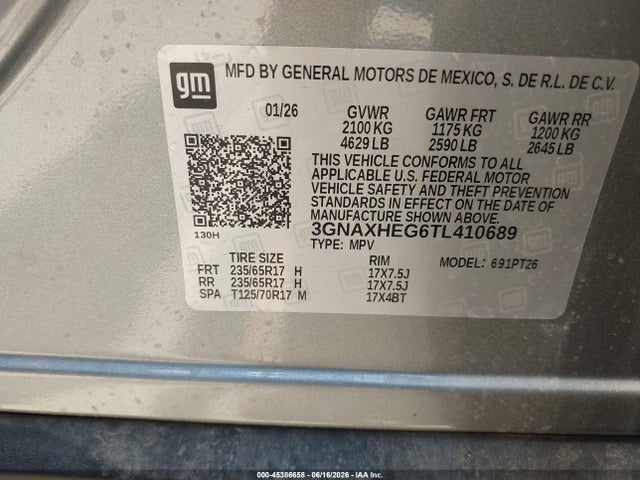 3GNAXHEG6TL410689 Chevrolet Equinox Fwd Lt