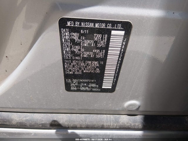 Продаж на аукціоні авто 2011 Infiniti Qx56, vin: JN8AZ2ND6B9701811, номер лоту: 45386670