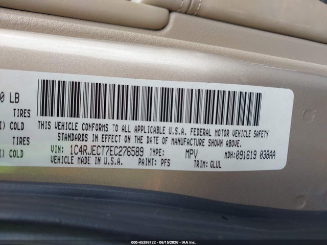45386722 :رقم المزاد ، 1C4RJECT7EC276589 vin ، 2014 Jeep Grand Cherokee Overland مزاد بيع