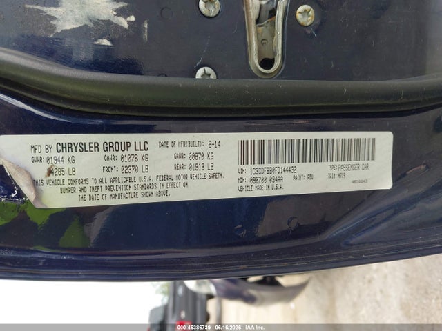 2015 Dodge Dart Sxt მანქანა იყიდება აუქციონზე, vin: 1C3CDFBB0FD144432, აუქციონის ნომერი: 45386739