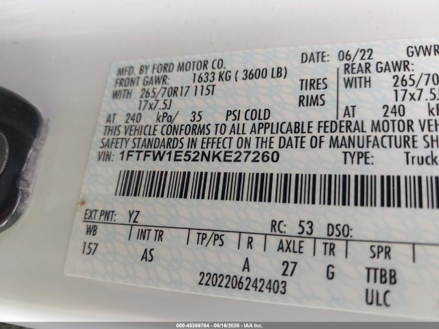 Ford F-150 Xl 2022 1FTFW1E52NKE27260 Image 9