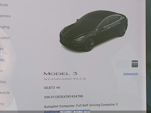 Aukcja sprzedaży 2019 Tesla Model 3 Long Range/mid Range/standard Range/standard Range Plus, vin: 5YJ3E1EA7KF434796, numer aukcji: 45386891