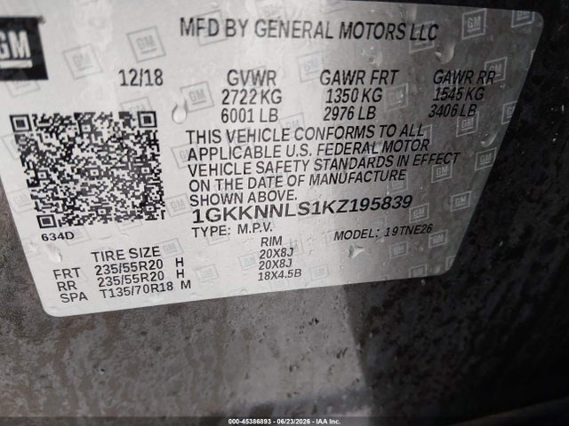 GMC Acadia Slt-2 2019 1GKKNNLS1KZ195839 Image 9