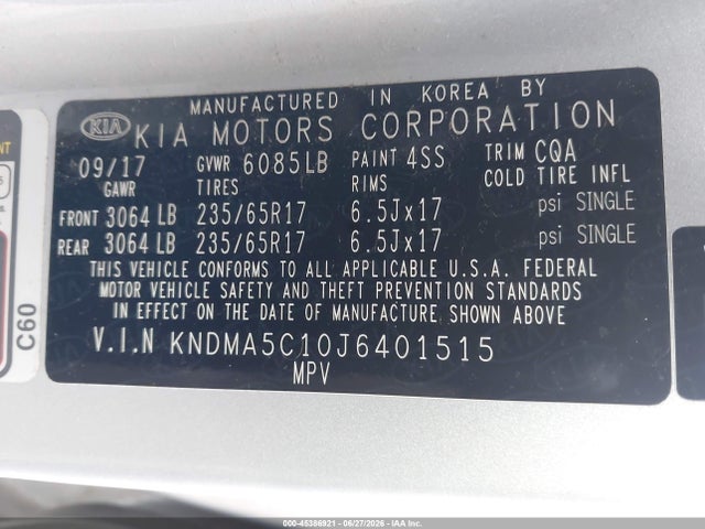 KIA Sedona L 2018 KNDMA5C10J6401515 Image 9
