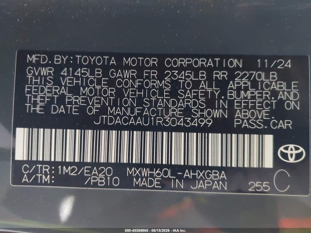 JTDACAAU1R3043499 Toyota PRIUS XLE