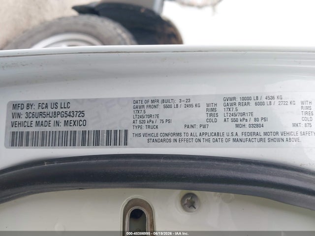 Продаж на аукціоні авто 2023 Ram 2500 Tradesman  4x4 8' Box, vin: 3C6UR5HJ8PG543725, номер лоту: 45386995