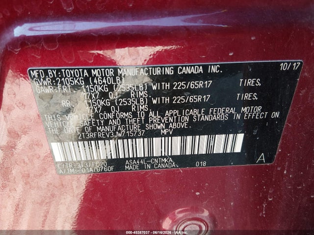 Toyota Rav4 Xle 2018 2T3RFREV3JW715737 Image 9