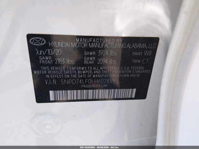 Hyundai ELANTRA SE 2020 5NPD74LF0LH602859 Image 9