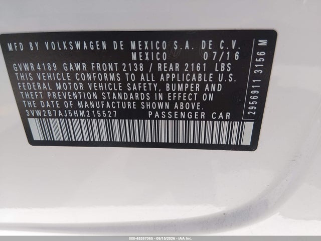 Volkswagen Jetta 1.4t S 2017 3VW2B7AJ5HM215527 Image 9