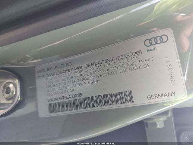Продажа на аукционе авто 2020 Audi A3 Premium 40 Tfsi Front-wheel Drive S Tronic, vin: WAUAUGFF6LA003185, номер лота: 45387073