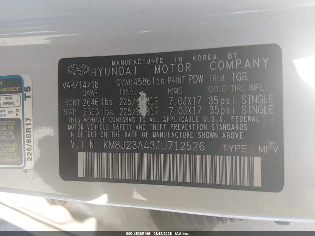 Hyundai TUCSON SE 2018 KM8J23A43JU712526 Image 9