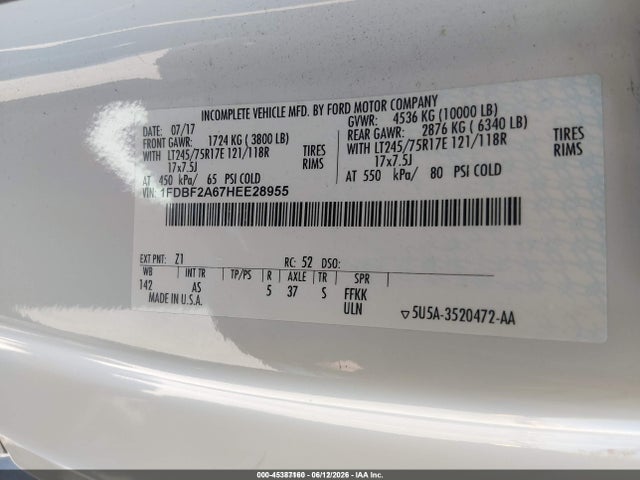 1FDBF2A67HEE28955 Ford F-250 Xl