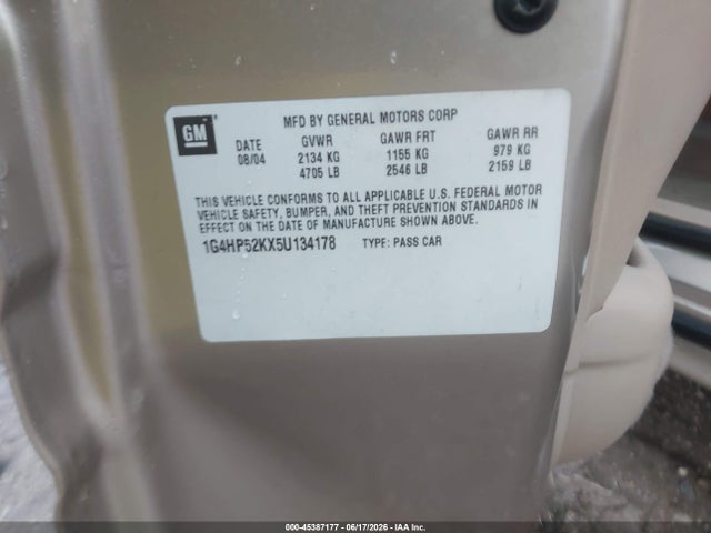 Продаж на аукціоні авто 2005 Buick Lesabre Custom, vin: 1G4HP52KX5U134178, номер лоту: 45387177