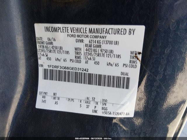 1FDRF3G68GED31242 Ford F-350 Chassis Xl
