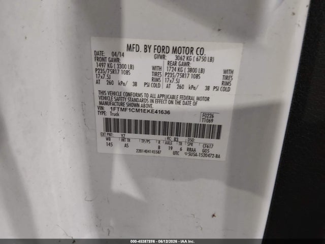 Ford F-150 Xl 2014 1FTMF1CM1EKE41636 Image 9