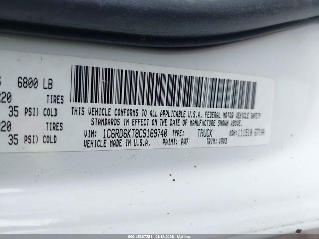 Aukcja sprzedaży 2012 Ram 1500 Express, vin: 1C6RD6KT8CS169740, numer aukcji: 45387281