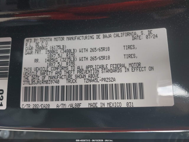 3TMLB5JN1RM039740 Toyota Tacoma Trd Sport