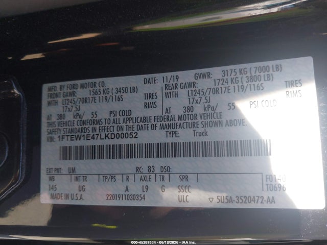 1FTEW1E47LKD00052 Ford F-150 Xlt