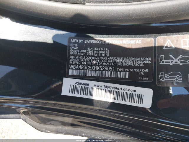 45387373 :رقم المزاد ، WBA4P3C5XHK528051 vin ، 2017 Bmw 440i Xdrive مزاد بيع