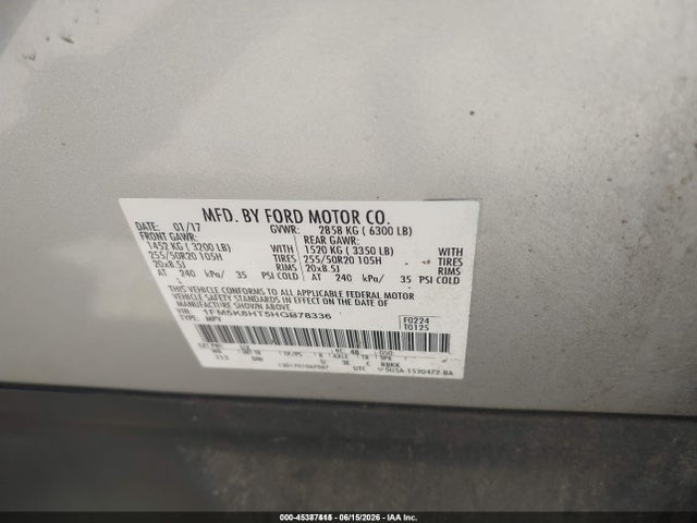 Продаж на аукціоні авто 2017 Ford Explorer Platinum, vin: 1FM5K8HT5HGB78336, номер лоту: 45387415