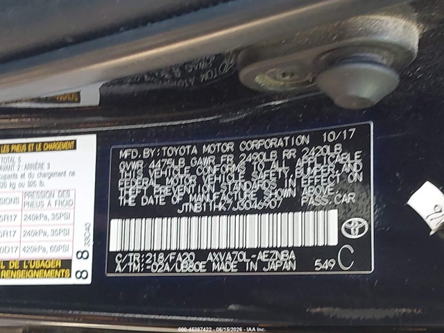 Toyota CAMRY LE 2018 JTNB11HK7J3046907 Image 9
