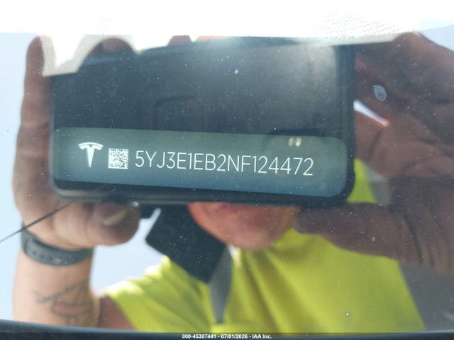 45387441 :رقم المزاد ، 5YJ3E1EB2NF124472 vin ، 2022 Tesla Model 3 Long Range Dual Motor All-wheel Drive مزاد بيع