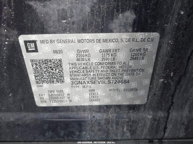 Chevrolet Equinox Awd Ls 2020 3GNAXSEV8LS724684 Image 9