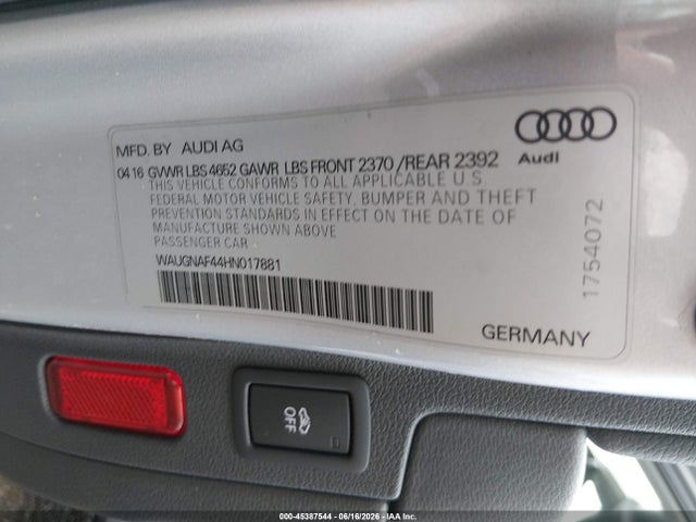 Продажа на аукционе авто 2017 Audi A4 Premium, vin: WAUGNAF44HN017881, номер лота: 45387544