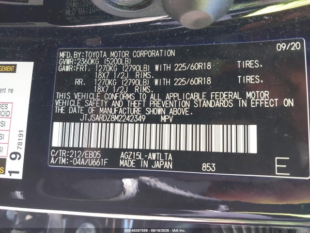 Продаж на аукціоні авто 2021 Lexus Nx 300 F Sport, vin: JTJSARDZ8M2242349, номер лоту: 45387559