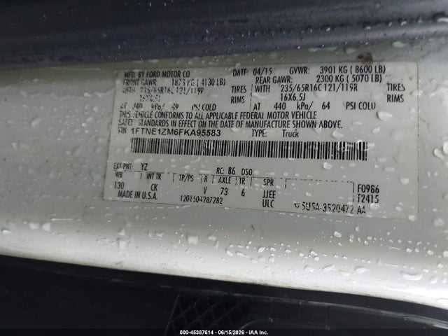 Ford Transit-150 2015 1FTNE1ZM6FKA95583 Image 9