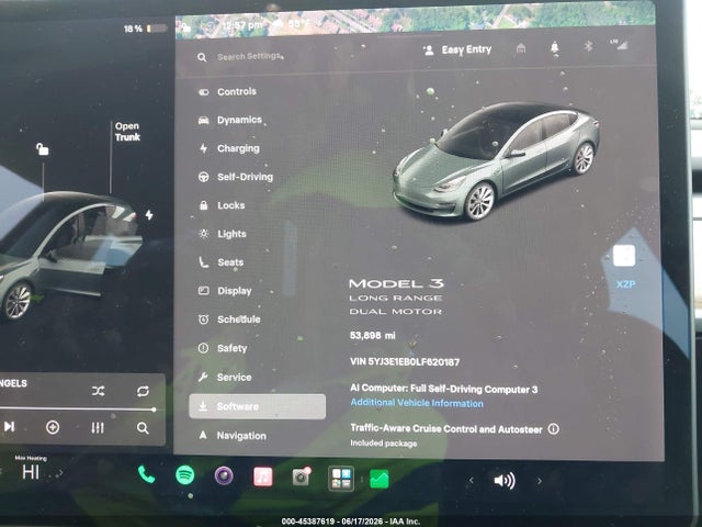 Продажа на аукционе авто 2020 Tesla Model 3 Long Range Dual Motor All-wheel Drive, vin: 5YJ3E1EB0LF620187, номер лота: 45387619