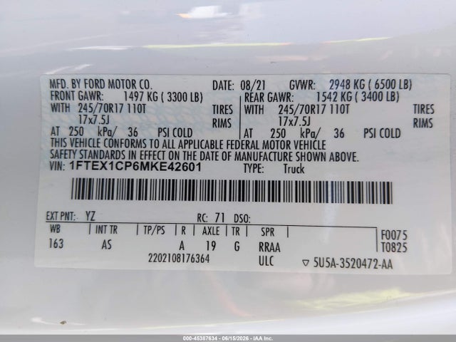 Ford F-150 Xl 2021 1FTEX1CP6MKE42601 Image 9