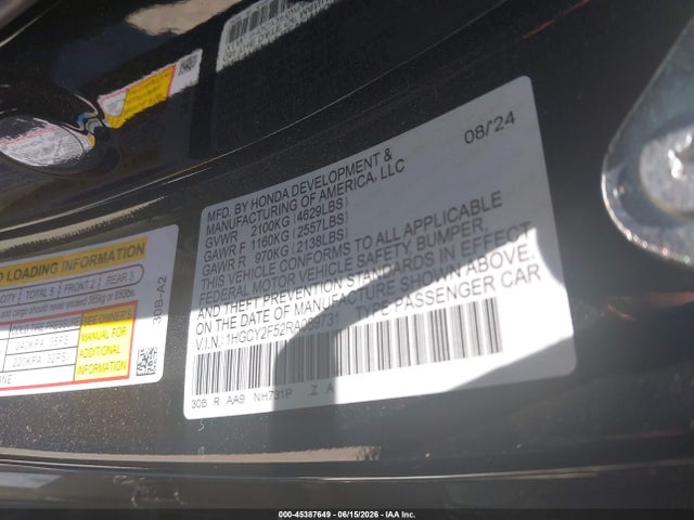 1HGCY2F52RA089731 Honda Accord Hybrid Sport