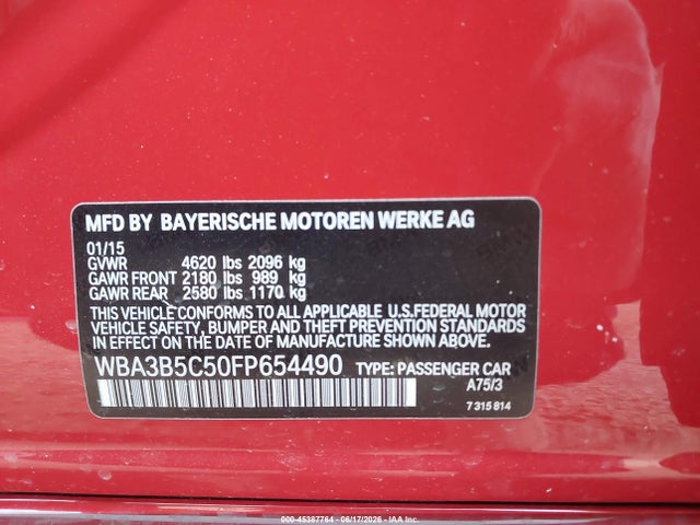 45387764 :رقم المزاد ، WBA3B5C50FP654490 vin ، 2015 Bmw 328i Xdrive مزاد بيع