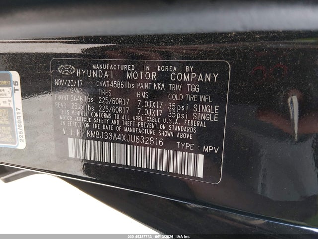 2018 Hyundai Tucson Sel მანქანა იყიდება აუქციონზე, vin: KM8J33A4XJU632816, აუქციონის ნომერი: 45387783