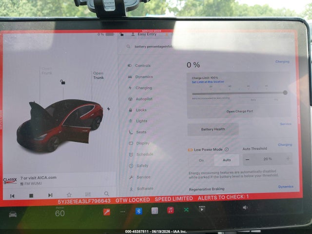 2020 Tesla Model 3 Standard Range Plus Rear-wheel Drive/standard Range Rear-wheel Drive მანქანა იყიდება აუქციონზე, vin: 5YJ3E1EA3LF796643, აუქციონის ნომერი: 45387811