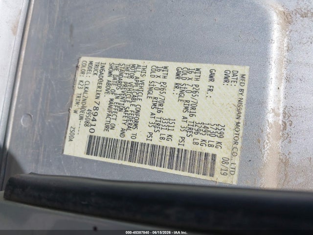 Aukcja sprzedaży 2019 Nissan Frontier Sv, vin: 1N6AD0ER1KN789410, numer aukcji: 45387840