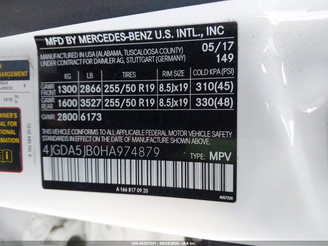 Mercedes-Benz GLE 350 2017 4JGDA5JB0HA974879 Image 9