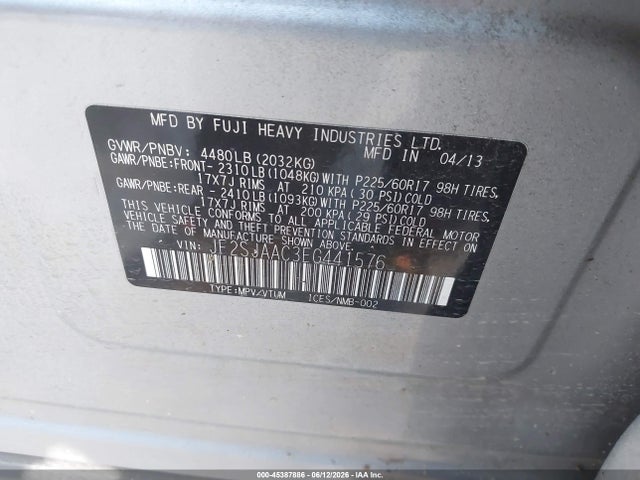 45387886 :رقم المزاد ، JF2SJAAC3EG441576 vin ، 2014 Subaru Forester 2.5i مزاد بيع