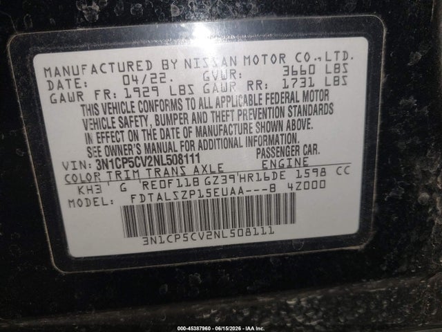Nissan Kicks Sv Xtronic Cvt 2022 3N1CP5CV2NL508111 Image 9