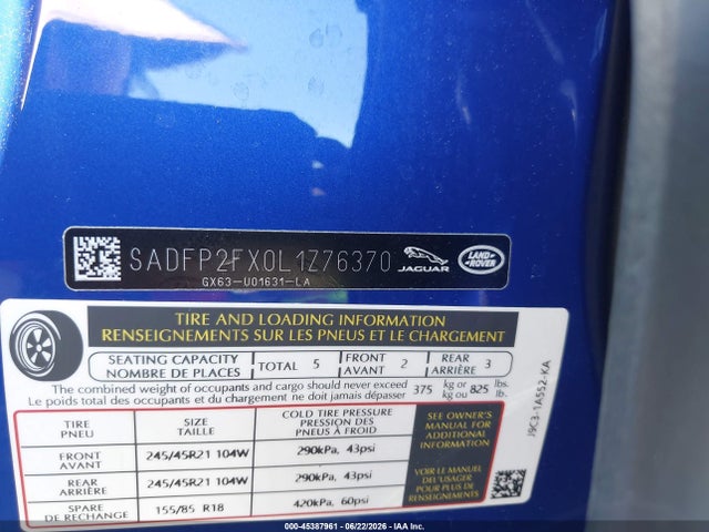 Jaguar E-pace Se P250 Awd Automatic 2020 SADFP2FX0L1Z76370 Image 9