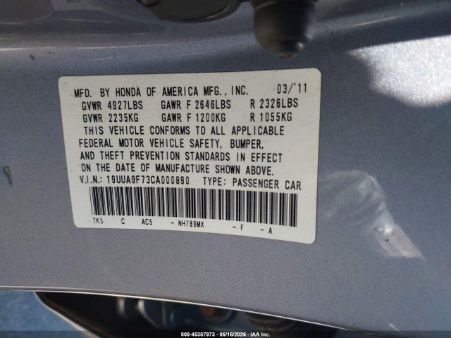 Продаж на аукціоні авто 2012 Acura Tl 3.7, vin: 19UUA9F73CA000890, номер лоту: 45387973