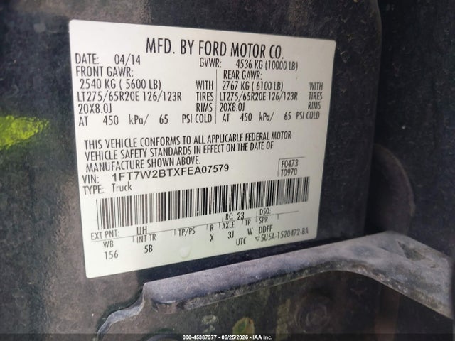 Ford F-250 Lariat 2015 1FT7W2BTXFEA07579 Image 9