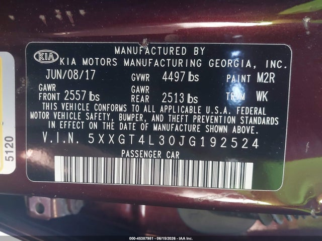 KIA Optima Lx 2018 5XXGT4L30JG192524 Image 9
