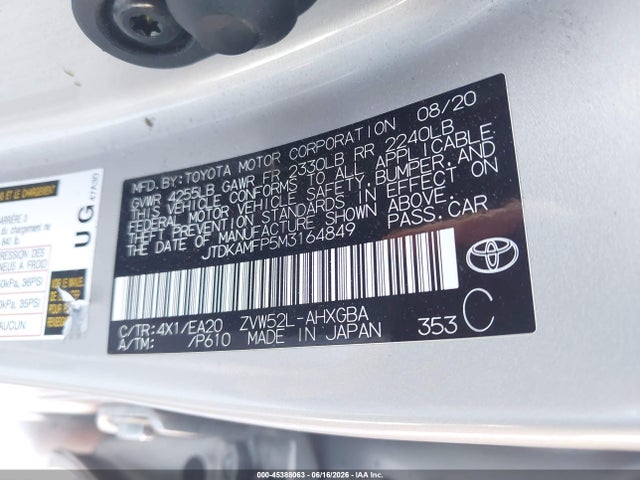 JTDKAMFP5M3164849 Toyota Prius Prime Xle