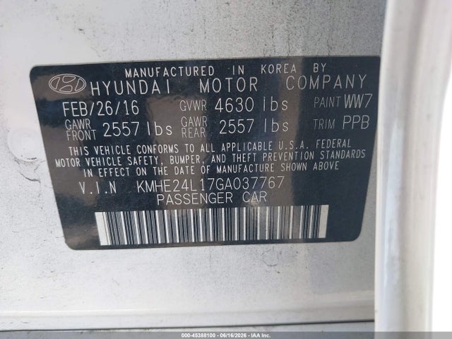 KMHE24L17GA037767 Hyundai Sonata Hybrid Se