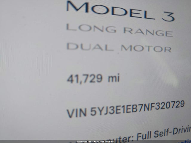 Tesla Model 3 Long Range Dual Motor All-wheel Drive 2022 5YJ3E1EB7NF320729 Image 7
