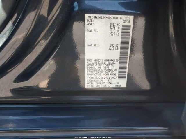 1N4AL3AP2GC291057 Nissan Altima 2.5 S