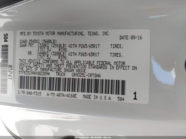 5TFRZ5CN9HX023894 Toyota Tacoma Trd Sport