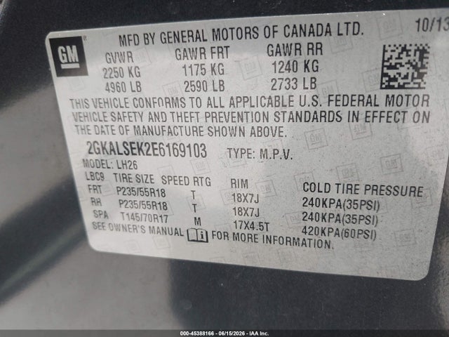Продаж на аукціоні авто 2014 Gmc Terrain Slt-1, vin: 2GKALSEK2E6169103, номер лоту: 45388166
